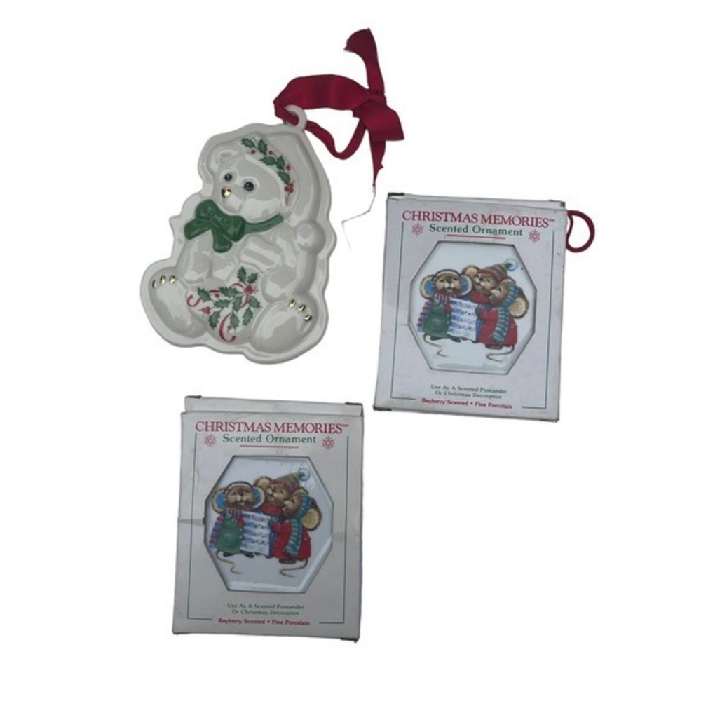 Porcelain Christmas Ornament Lot‎ of 3. Scented Ornament. Lennox Cookie Press